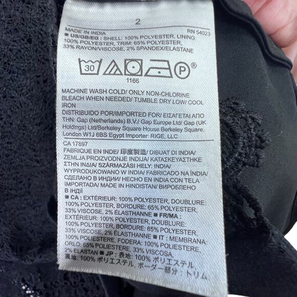 Banana Republic Heritage Belted Lace Shirt Dress Women Size 2 Black Crochet Hem - Picture 13 of 15